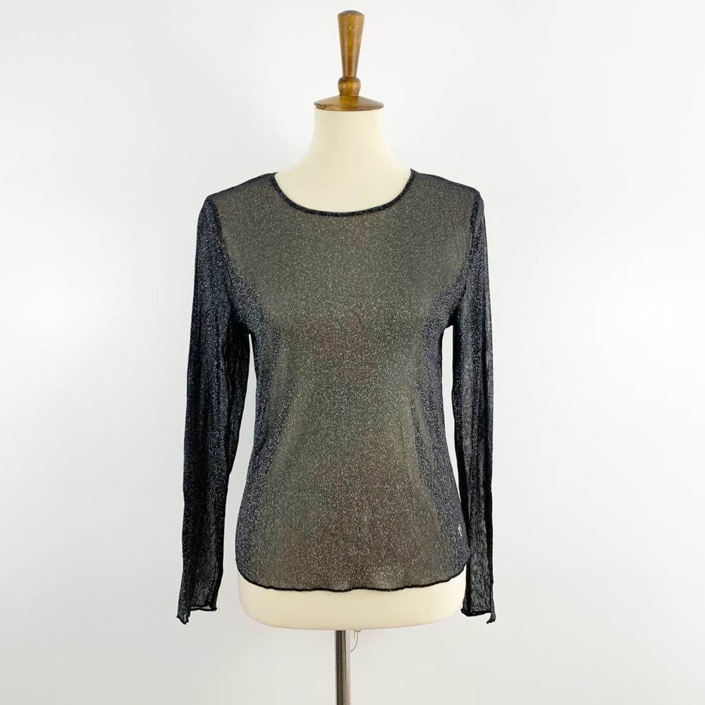 NWOT Victoria’s Secret Sheer Glitter Black Top xs/s